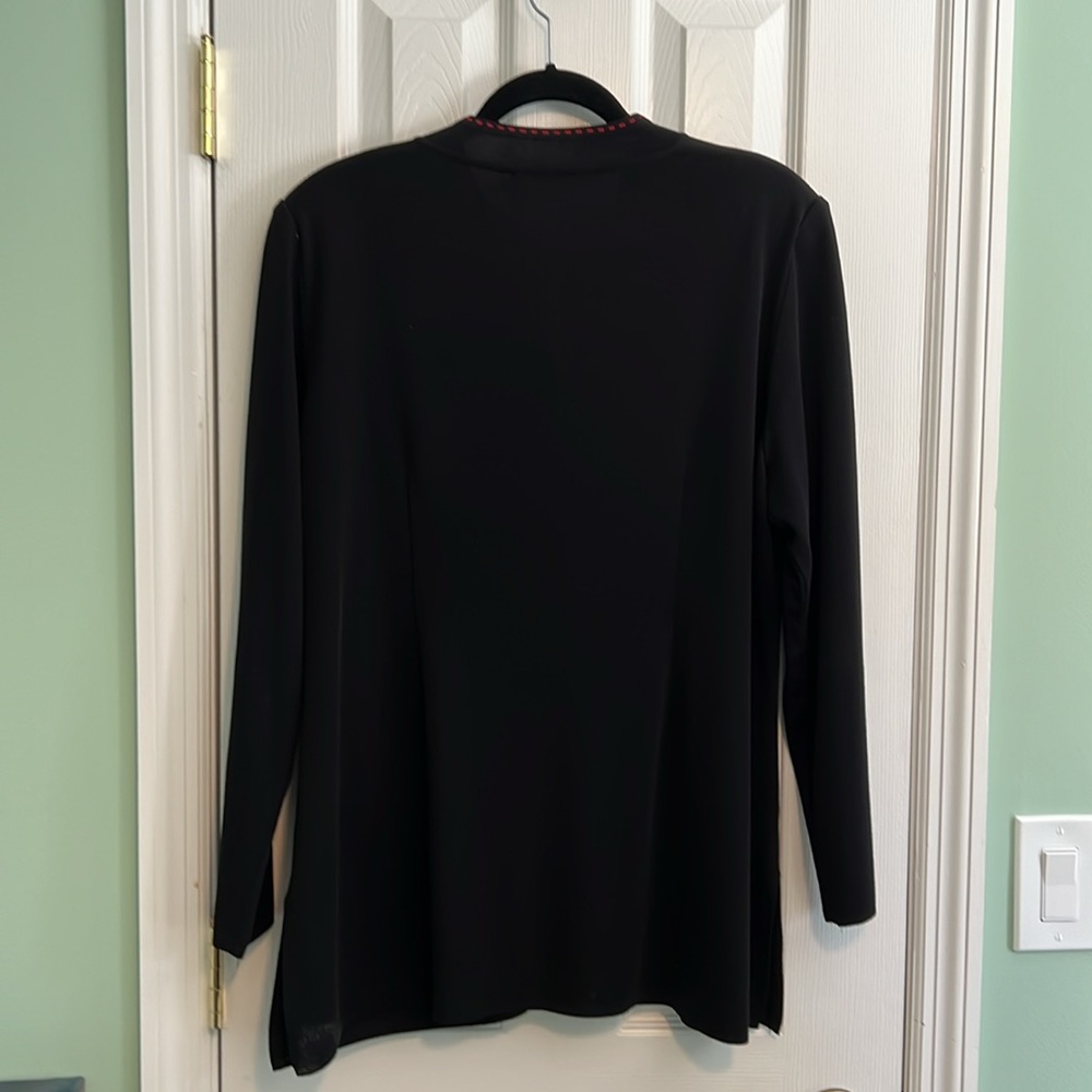 Misook Black Button Up Jacket 1x With Red Accent … - image 5